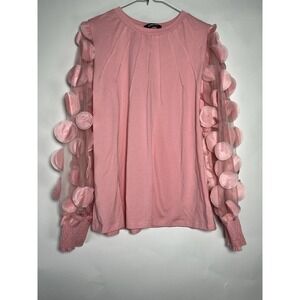 ChicMe Stretch Pullover Sweater Embellished Long Sleeved Pink L Barbiecore Girly